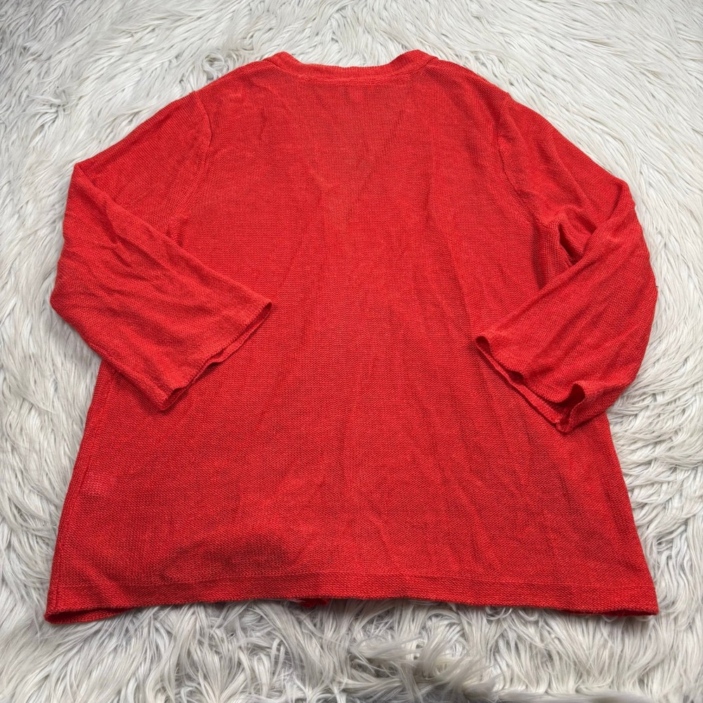 J. Jill Women's M Red Linen Blend Single Button Cardigan Coastal Beach Summer - Picture 7 of 7